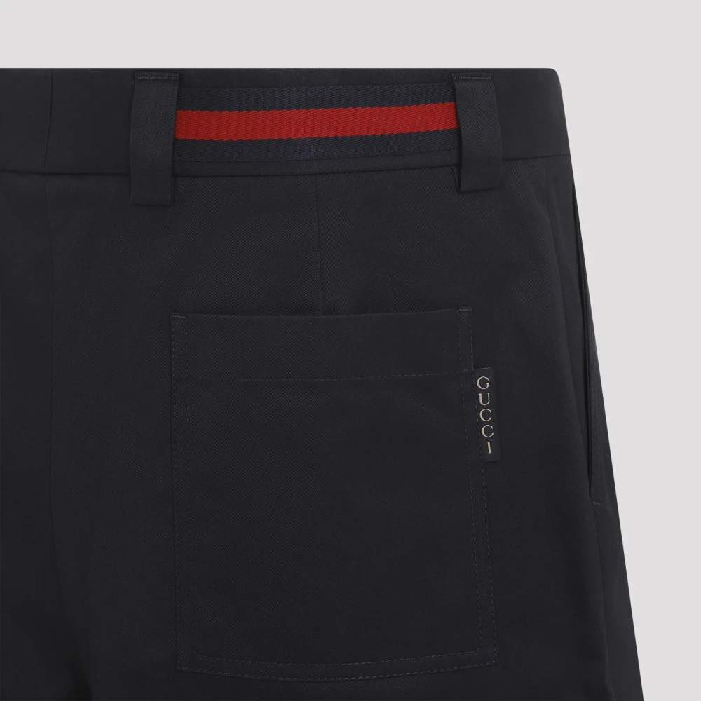 Gucci Double Cotton Twill Short met Web Black Heren