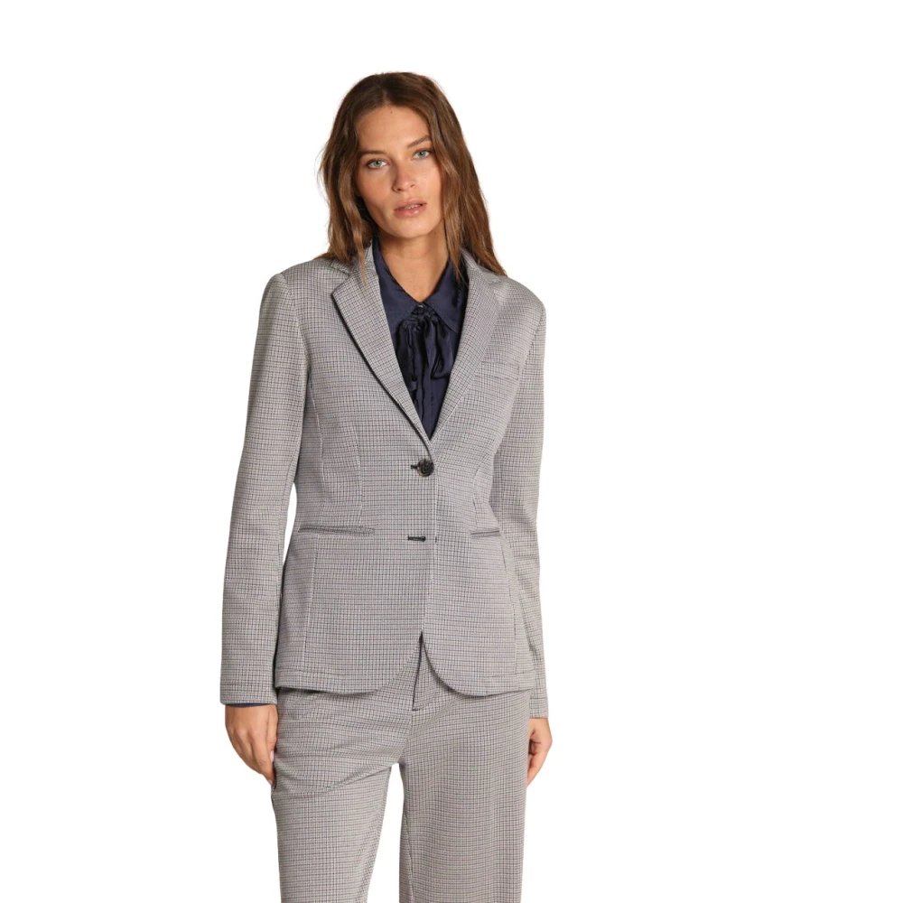 Mason's Elegante Helena Blazer met Micro-Patroon Blue Dames