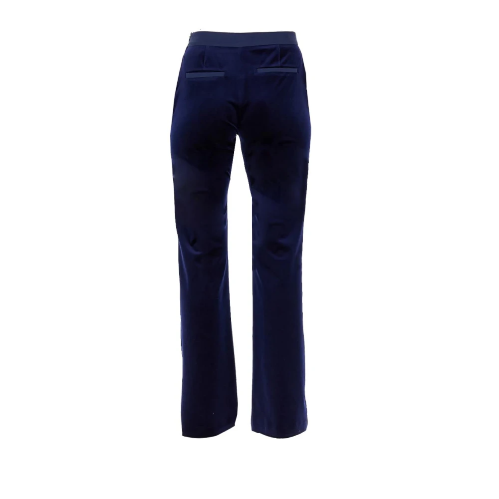Pennyblack Fluwelen broek met satijnen inzetstukken Blue Dames