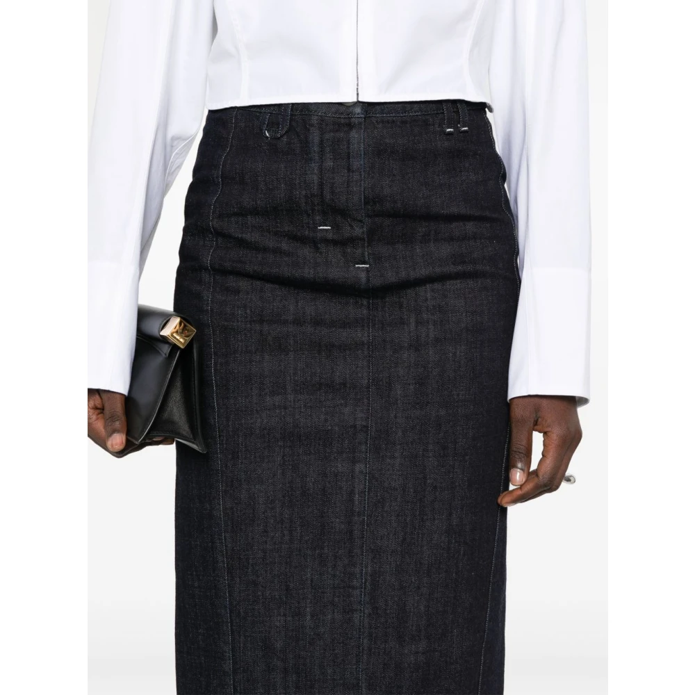 Jacquemus Navy Blue Knoopsluiting Rok Blue Dames
