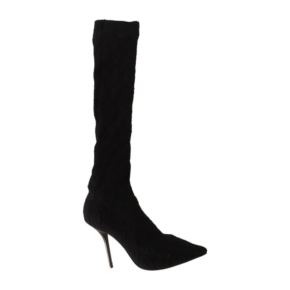 Dolce & Gabbana Black Stretch Socks Knee High Booties Shoes - EU41/US10.5 - Image 2