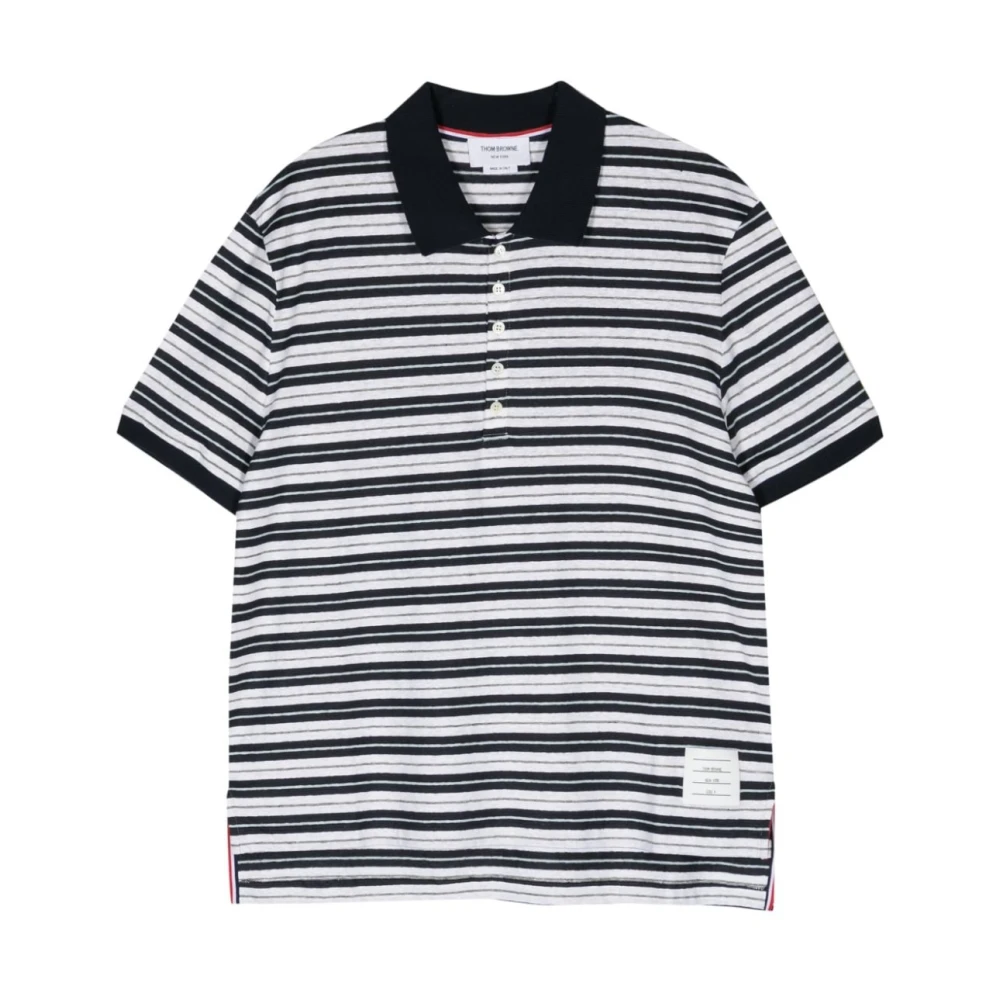 Thom Browne Blauw Logo Patch Polo Shirt Blue Heren