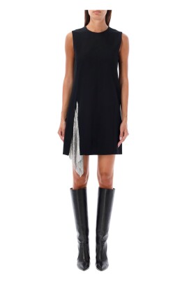 robe-noire-avec-insert-en-maille-metallique-aw24