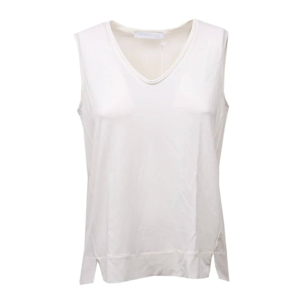 Fabiana Filippi White Sleeveless Tops, Female, L, Sleeveless Top