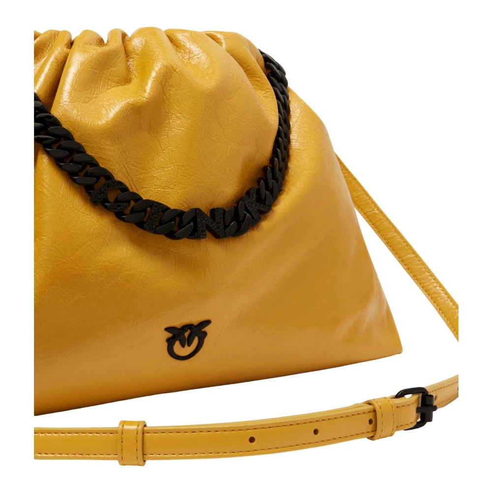 pinko Schoudertas met kettinghandvat in mosterd Yellow Dames