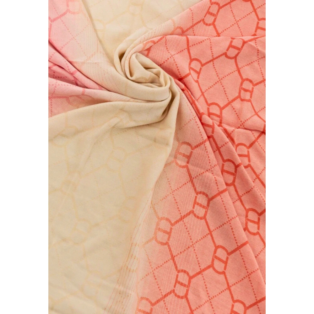 Twinset Koraalrode Franje Jacquard Sjaal Multicolor Dames