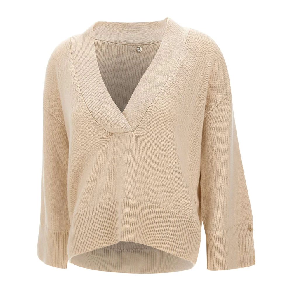 Liu Jo Kasjmiermix V-hals Sweater Zand Beige Dames