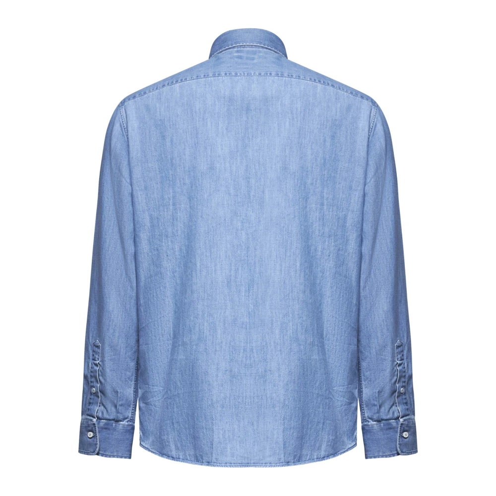 BRUNELLO CUCINELLI Blauw Katoenen Overhemd met Knoopsluiting Blue Heren
