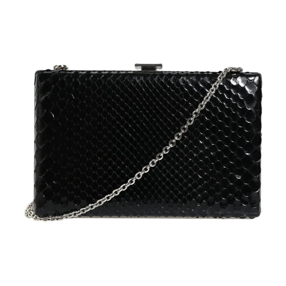 Dolce & Gabbana Women's Black Python Leather Crossbody Clutch Bag