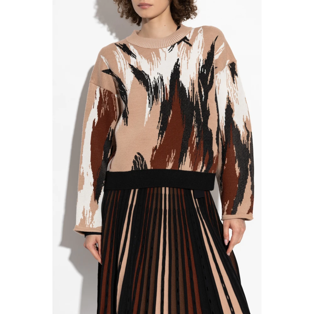Diane Von Furstenberg Trui met wollen afwerking Beige Dames