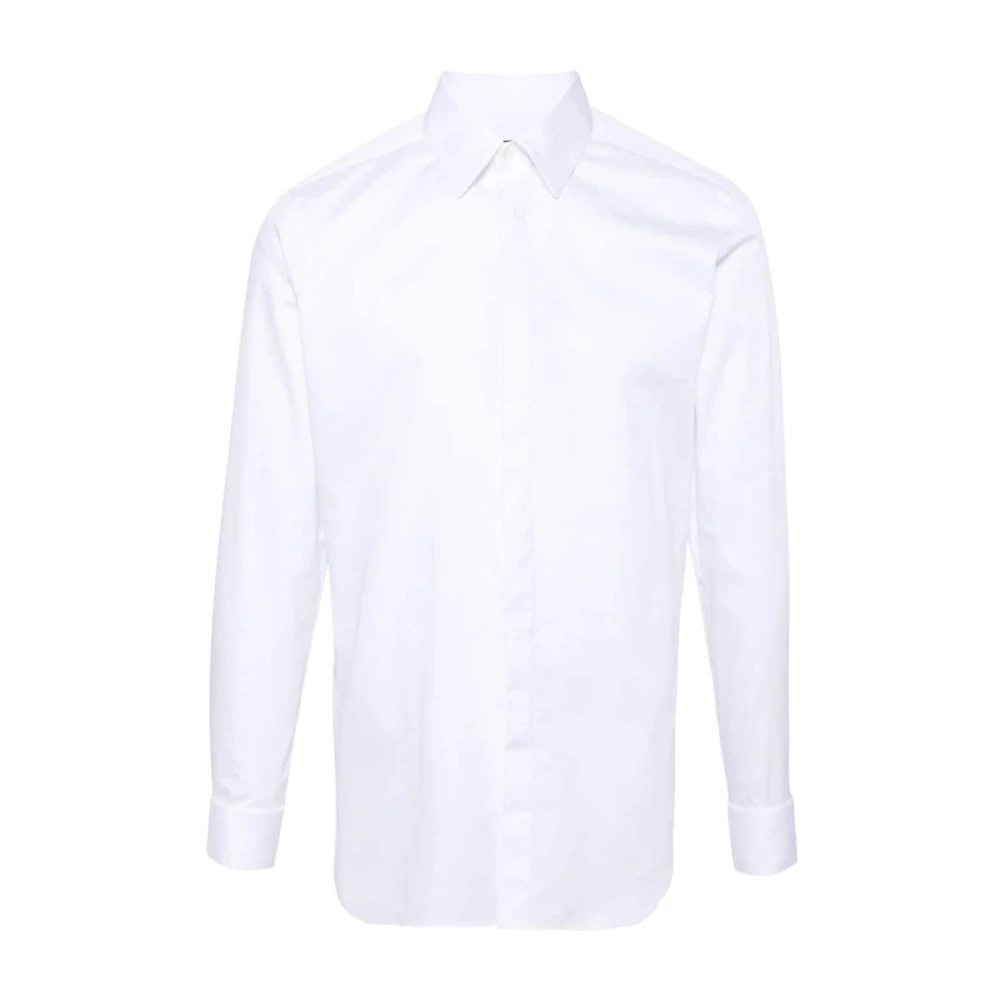 Corneliani Klassieke Witte Katoenen Poplin Overhemd White Heren