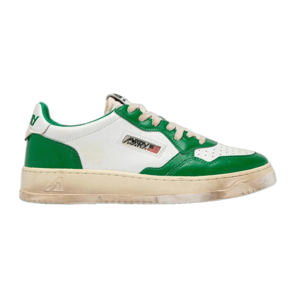 Autry Vintage Leather Sneakers Blanc Vert Heren Schoenen Veelkleurig Multicolor