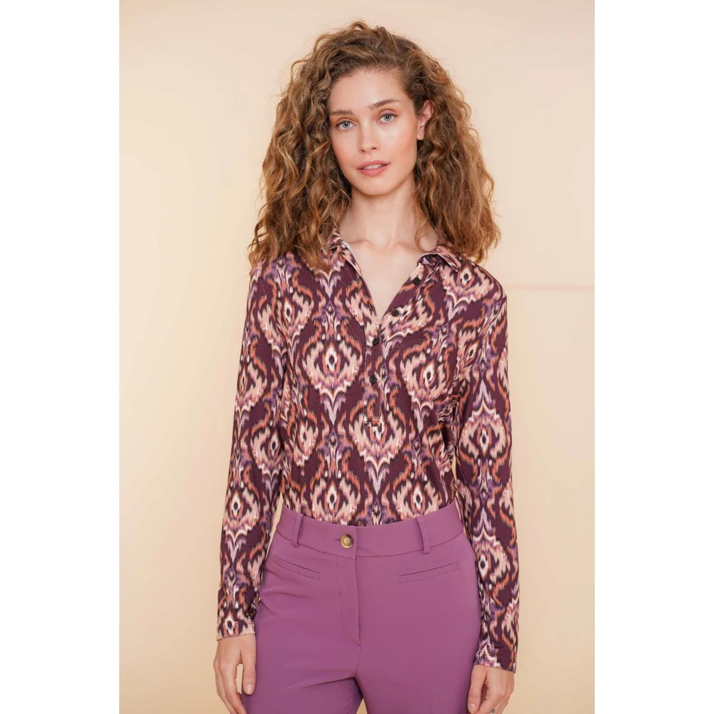 Geisha Jersey AOP Blouse in Mauve Comb Purple Dames