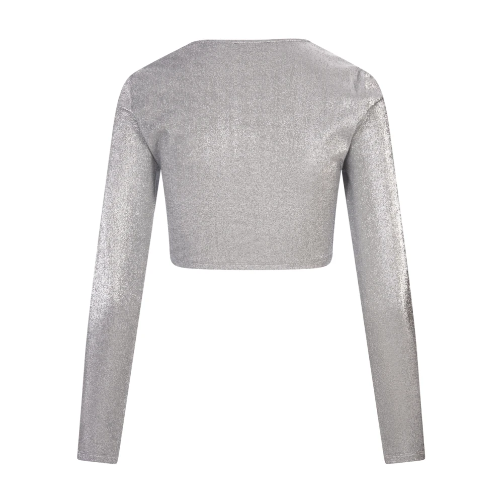 Paco Rabanne Zilver Metallic Crop Top met Logo Gray Dames