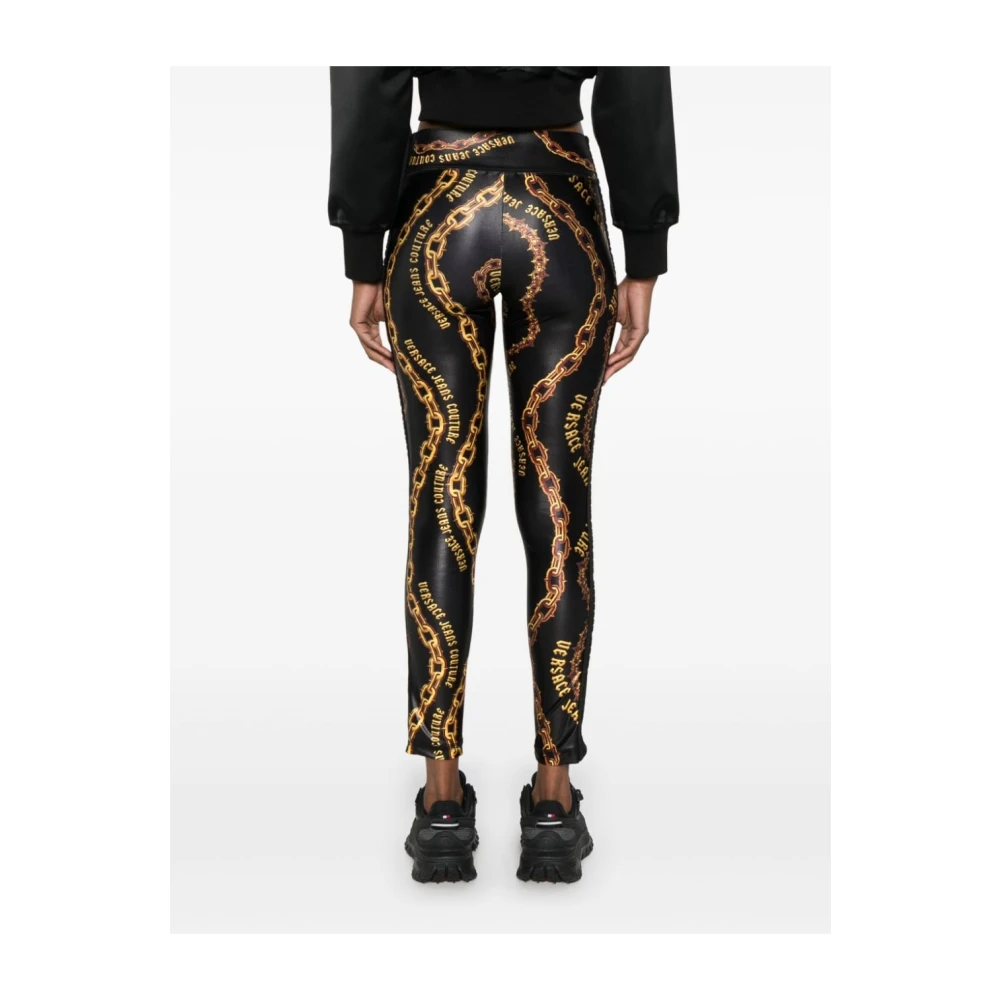 Versace Jeans Couture Zwarte leggings voor vrouwen Aw24 Multicolor Dames
