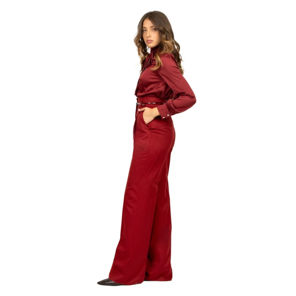 Max Mara Studio Bordeaux Wol Straight Leg Broek Red Dames