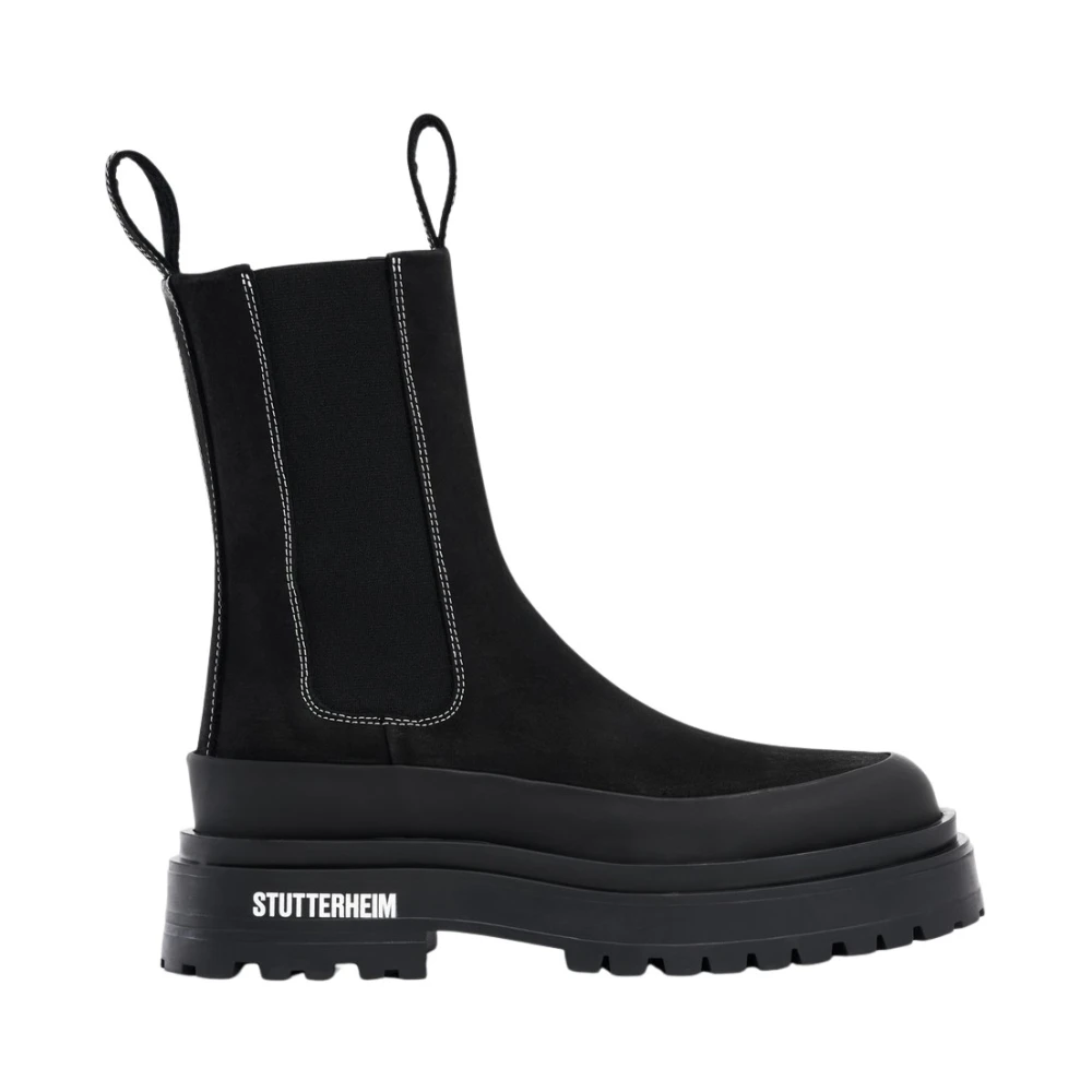 Stutterheim Kraftiga Nubuck Halvhöga Vattentäta Stövlar Black, Dam