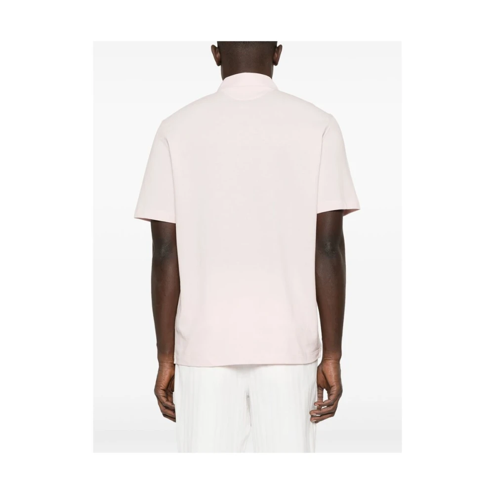 BRUNELLO CUCINELLI Lichtroze Polo Sweater met Korte Mouwen Pink Heren