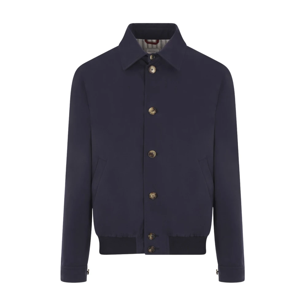 BRUNELLO CUCINELLI Blauwe Katoenen Techno Bomberjas Blue Heren