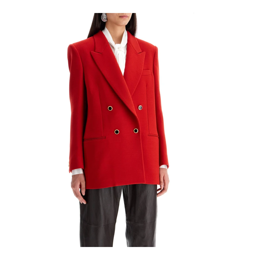 Alessandra Rich Oversized Wol Double-Breasted Blazer Red Dames