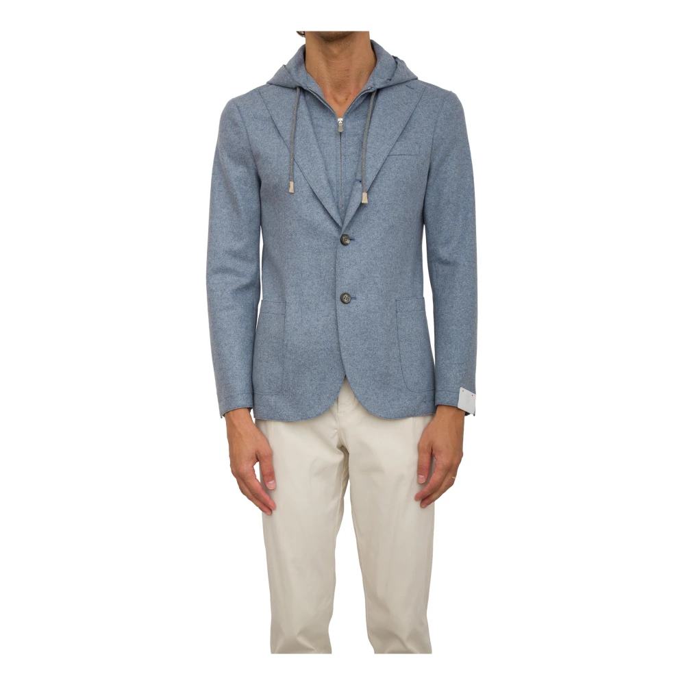 Eleventy Blauwe Single Breasted Jas Blue Heren