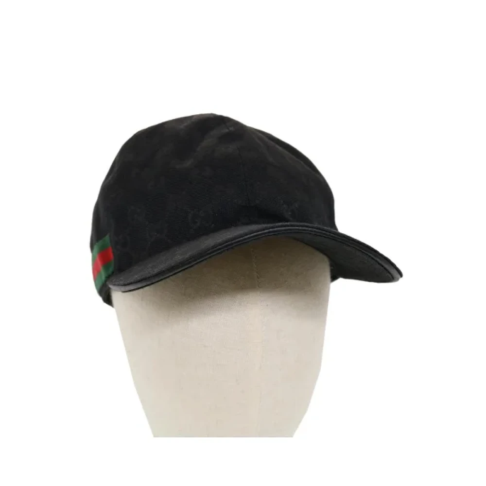 Pre-owned Svart lerret Gucci-hatt