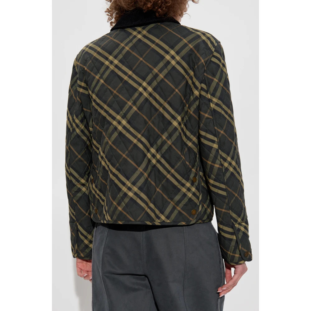 Burberry Gewatteerde jas met corduroy kraag Green Dames
