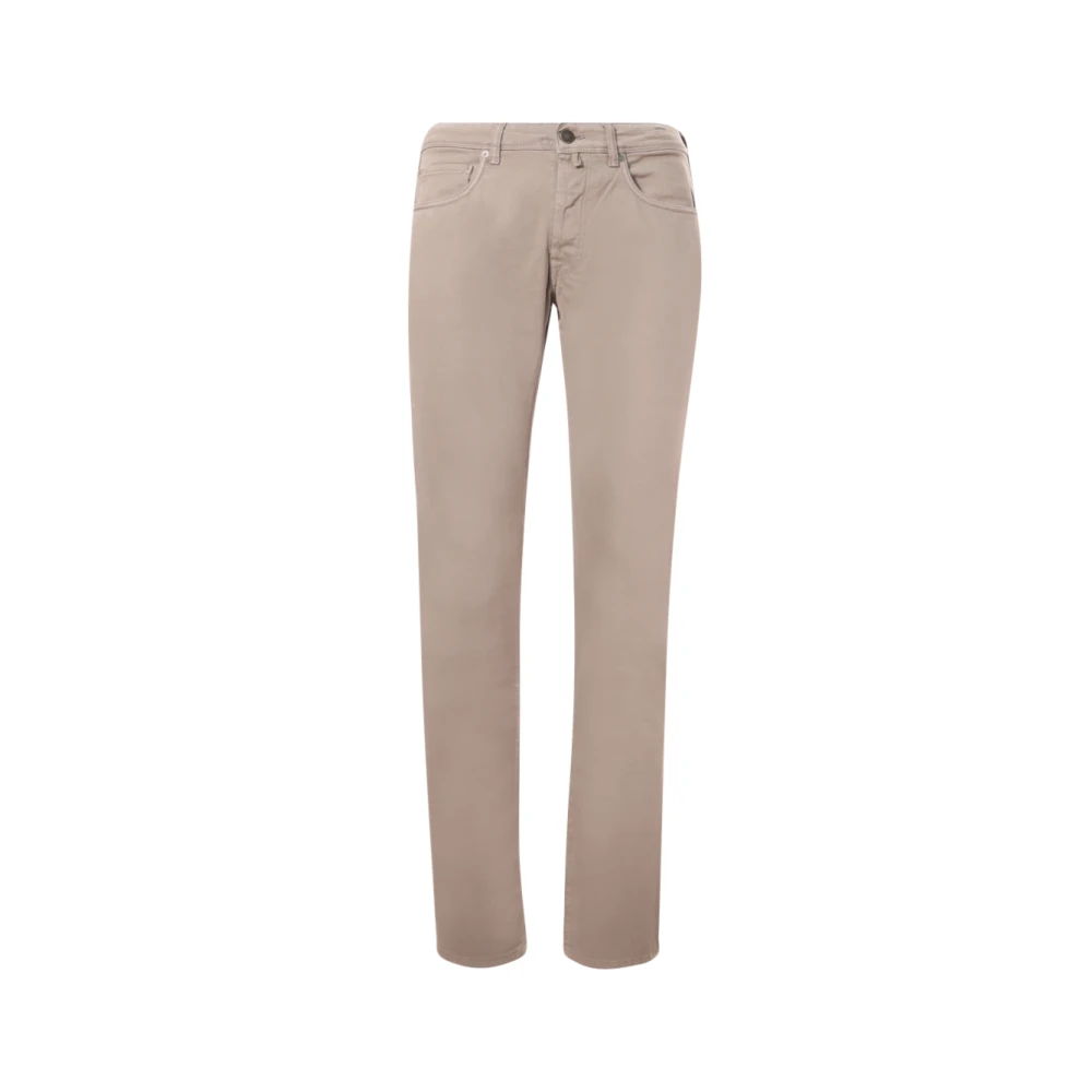 Incotex Staalblauwe Jeans Knoopsluiting Brown Heren