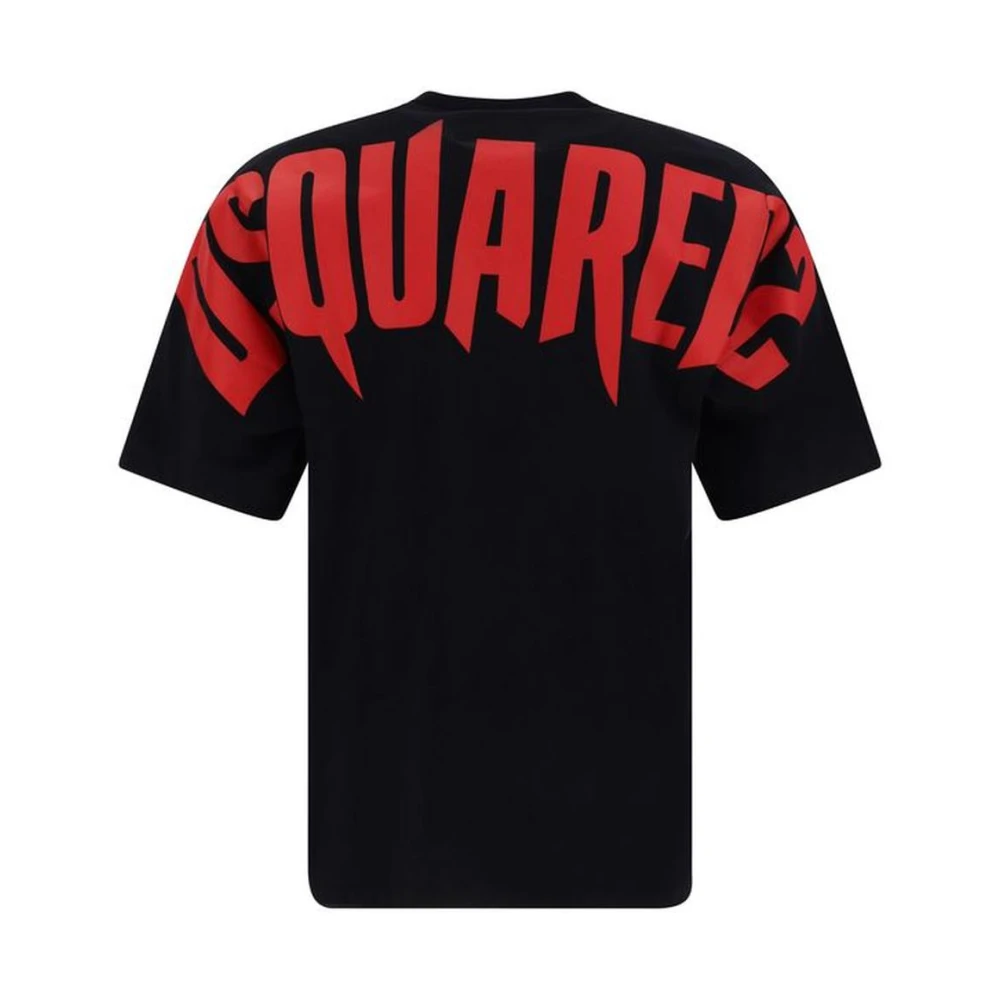 Dsquared2 Monochrome Katoenen T-shirt met Geribbelde Ronde Hals Black Heren
