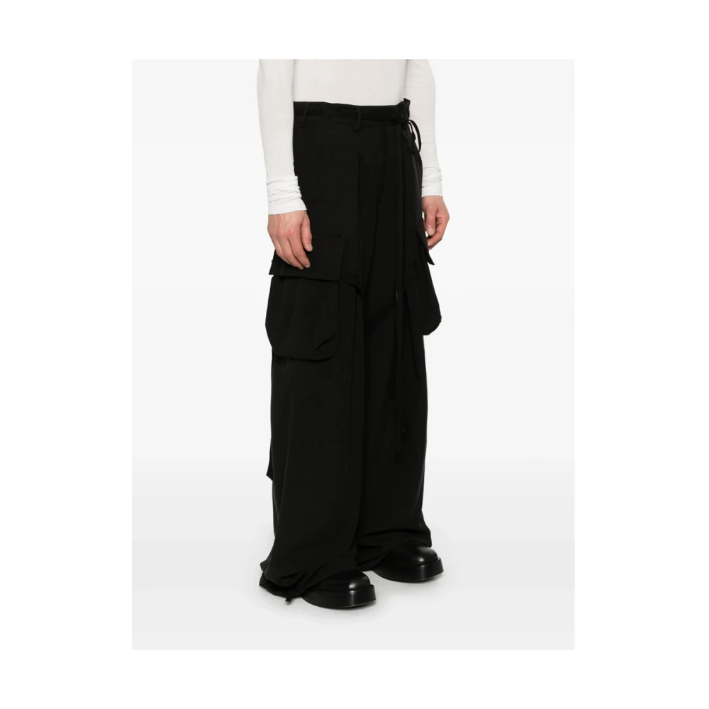 Ann Demeulemeester Zwarte Cargo Stijl Riem Broek Black Heren
