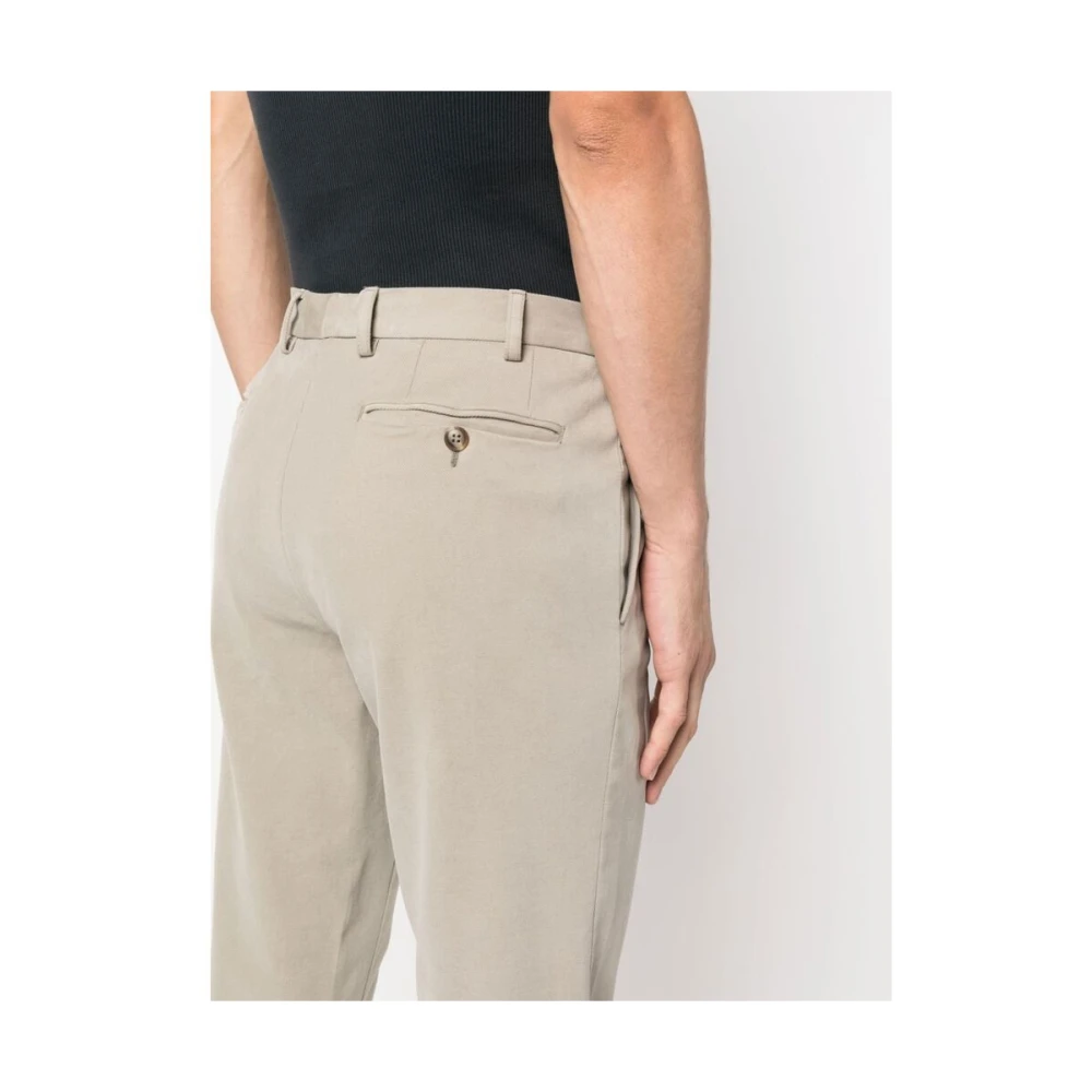 Canali Beige Katoenmix Slim Fit Broek Beige Heren