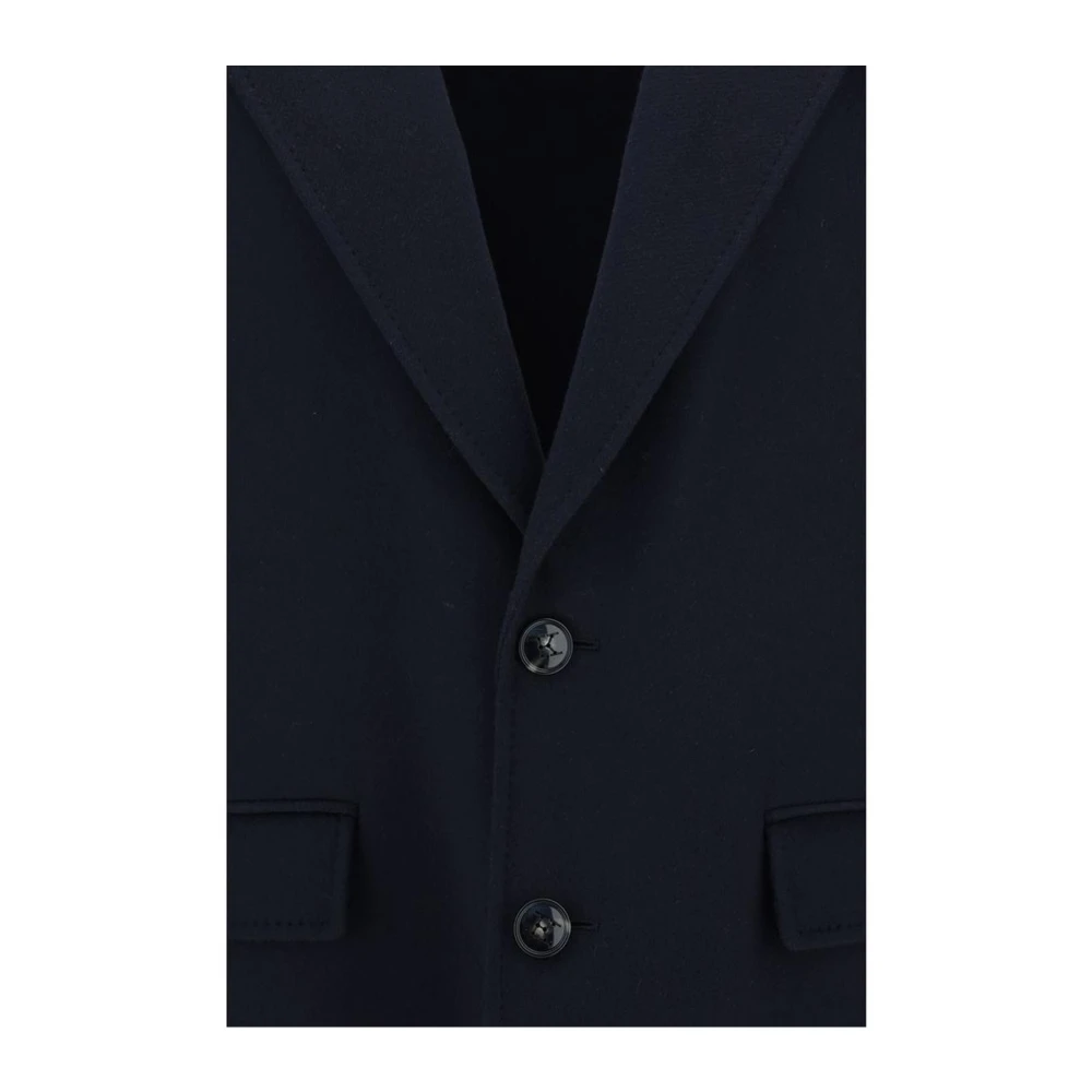 Kiton Klassieke Cashmere Jas met Voorknoop Blue Heren