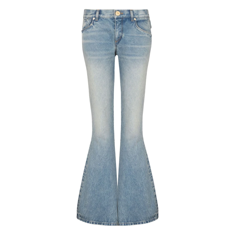 Balmain Flared jeans met vintage-effect Blue Dames