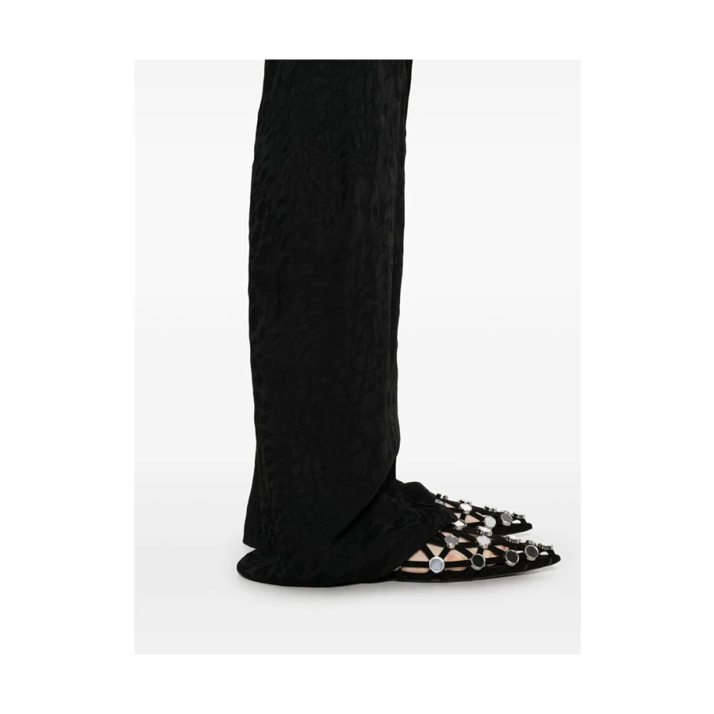 Siedrés Zwarte Jacquard Strik Detail Rechte Pijp Broek Black Dames