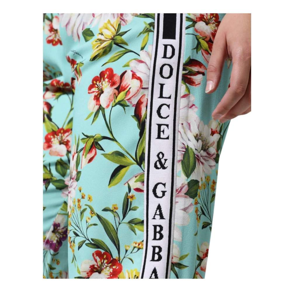 Dolce & Gabbana Groene Bloemenprint Jogger Broek Multicolor Dames