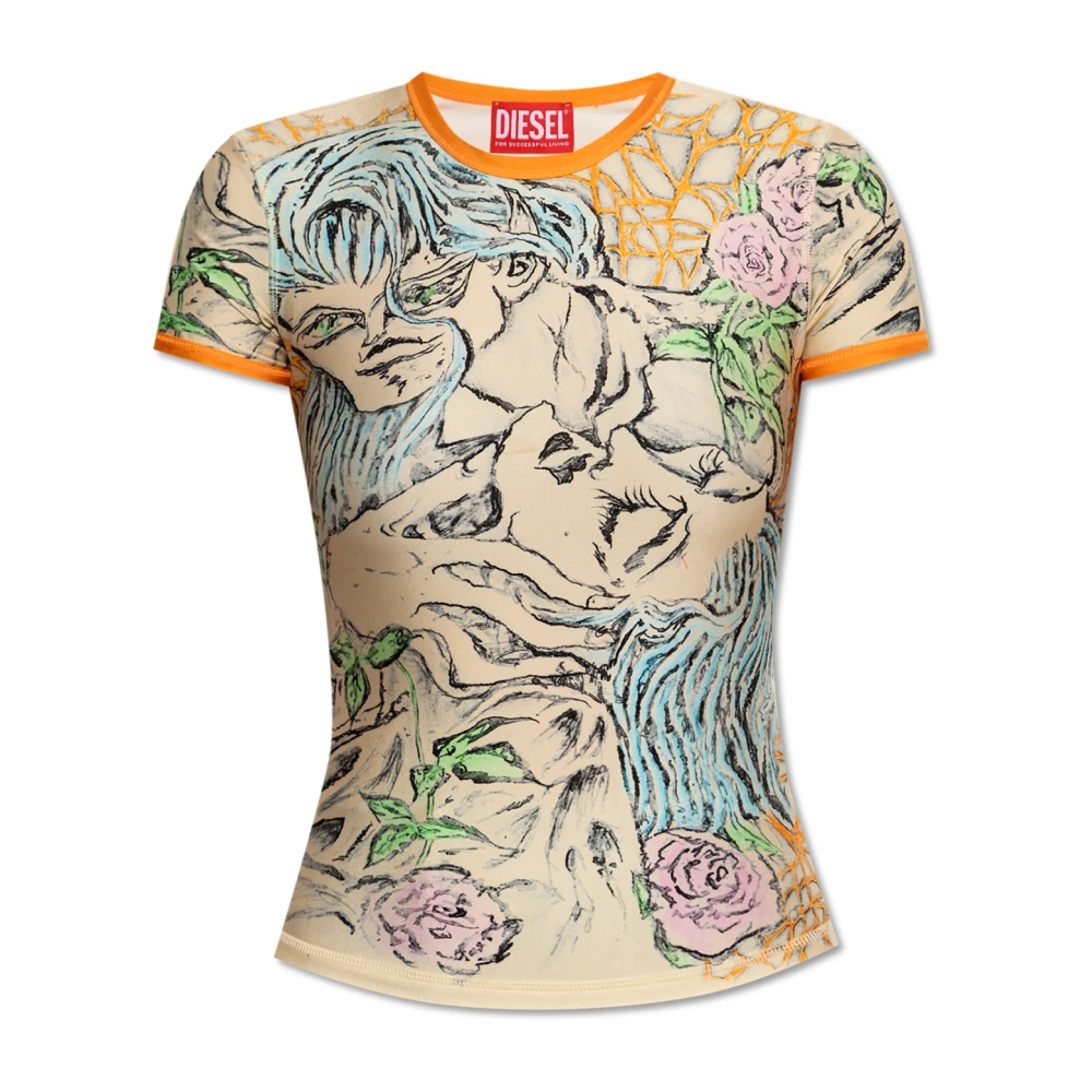Diesel Top T-Uncutie-Long-Q2 Multicolor Dames
