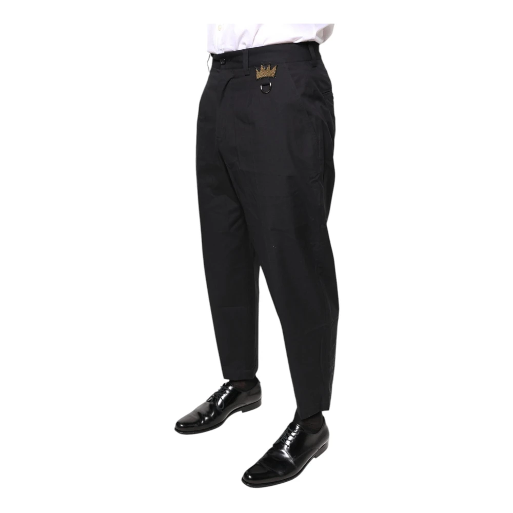 Dolce & Gabbana Zwarte pantalon met logodetails Black Heren