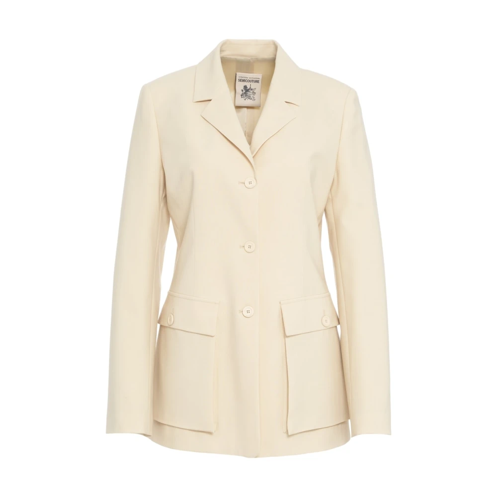 Semicouture Stijlvol Beige Fiona Blazer Beige Dames