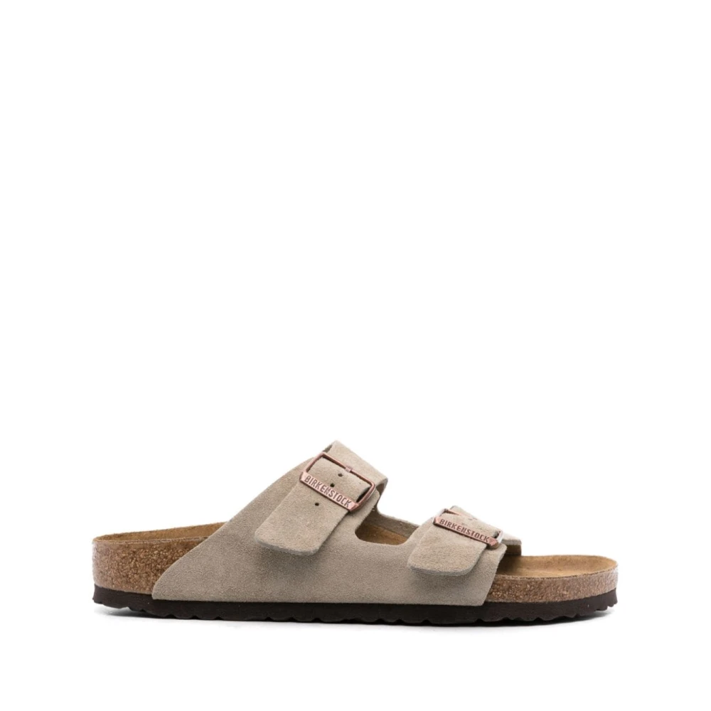 Taupe Ruskind Slip-On Sandaler