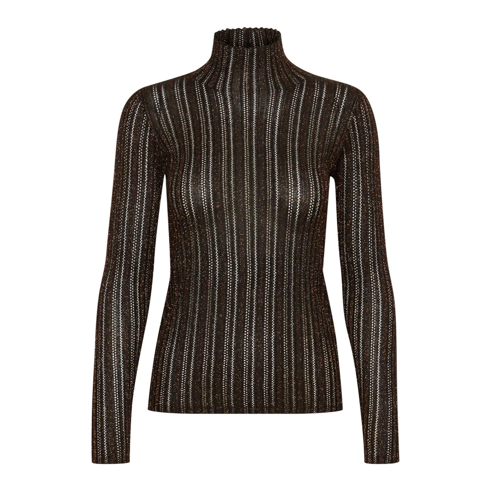 Soaked in Luxury Gestreepte Koperen Pullover Trui Brown Dames