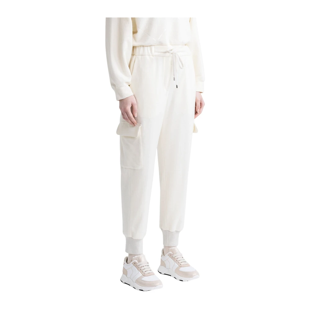 PESERICO Katoenen jersey cargo joggers Beige Dames
