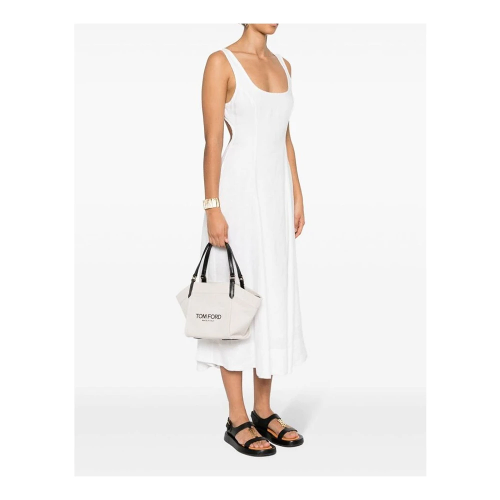 Tom Ford Amalfi Tote Tas met Leren Band Beige Dames