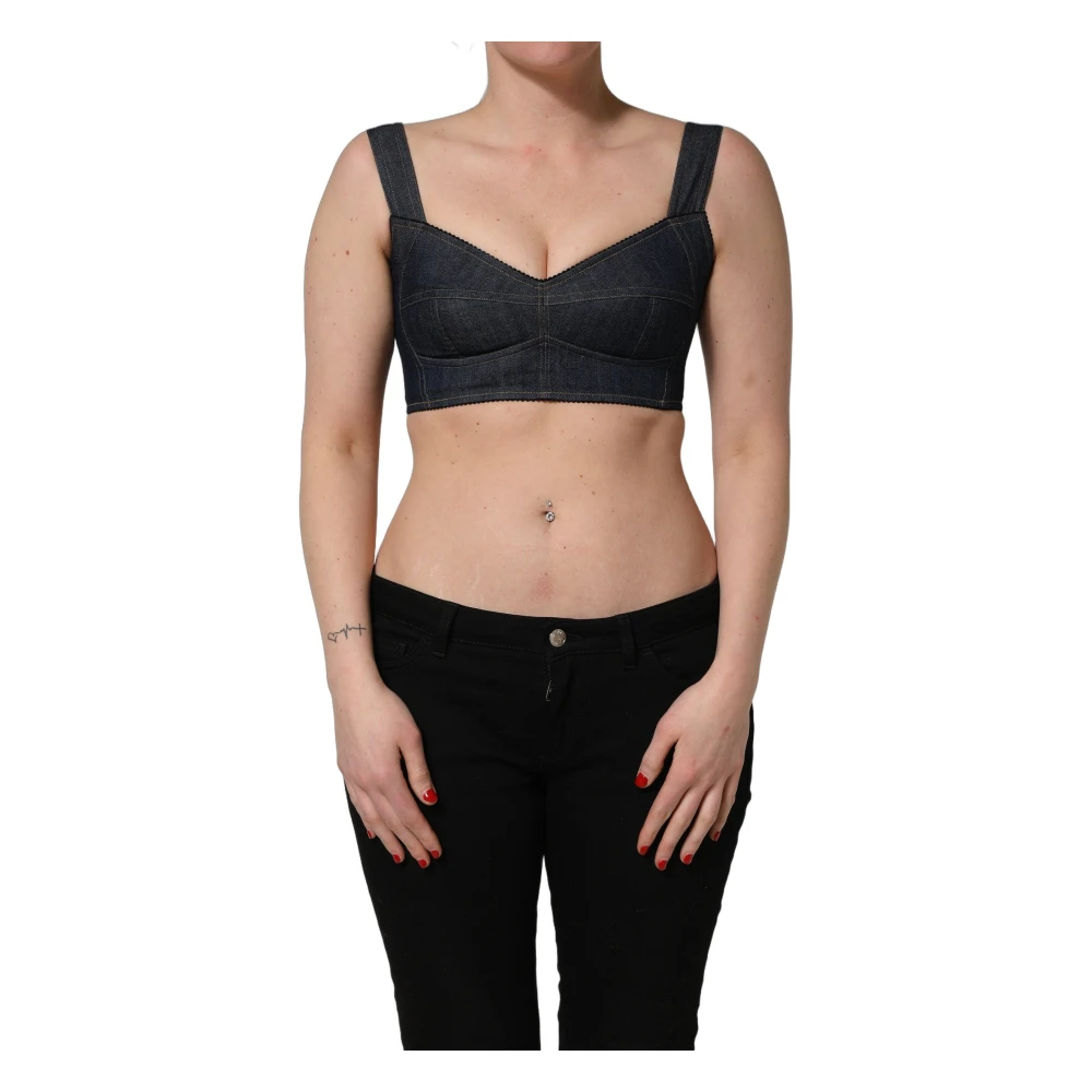 Dolce & Gabbana Mujer Negro - Top Bralette Corsé De Denim - Tops - S