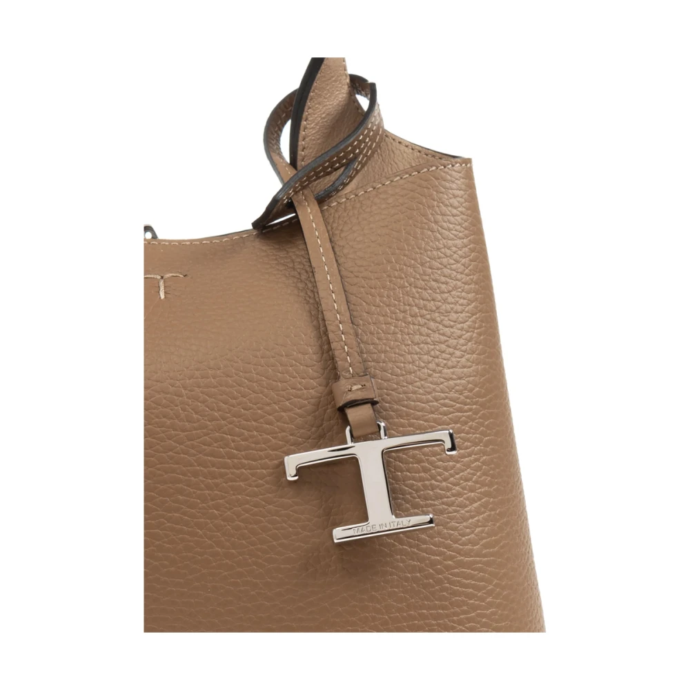 TOD'S Bruine Leren Handtas Kreeftklauw Sluiting Brown Dames