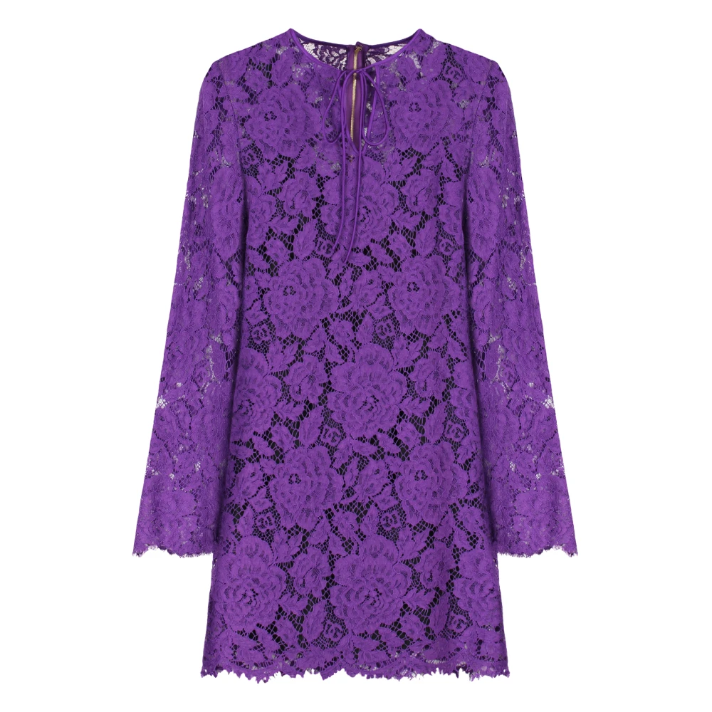 Dolce & Gabbana Women's Purple Short Dresses, Xs, Lace Mini Dress