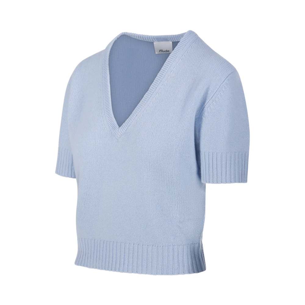 allude Lichtblauwe V-hals trui Blue Dames