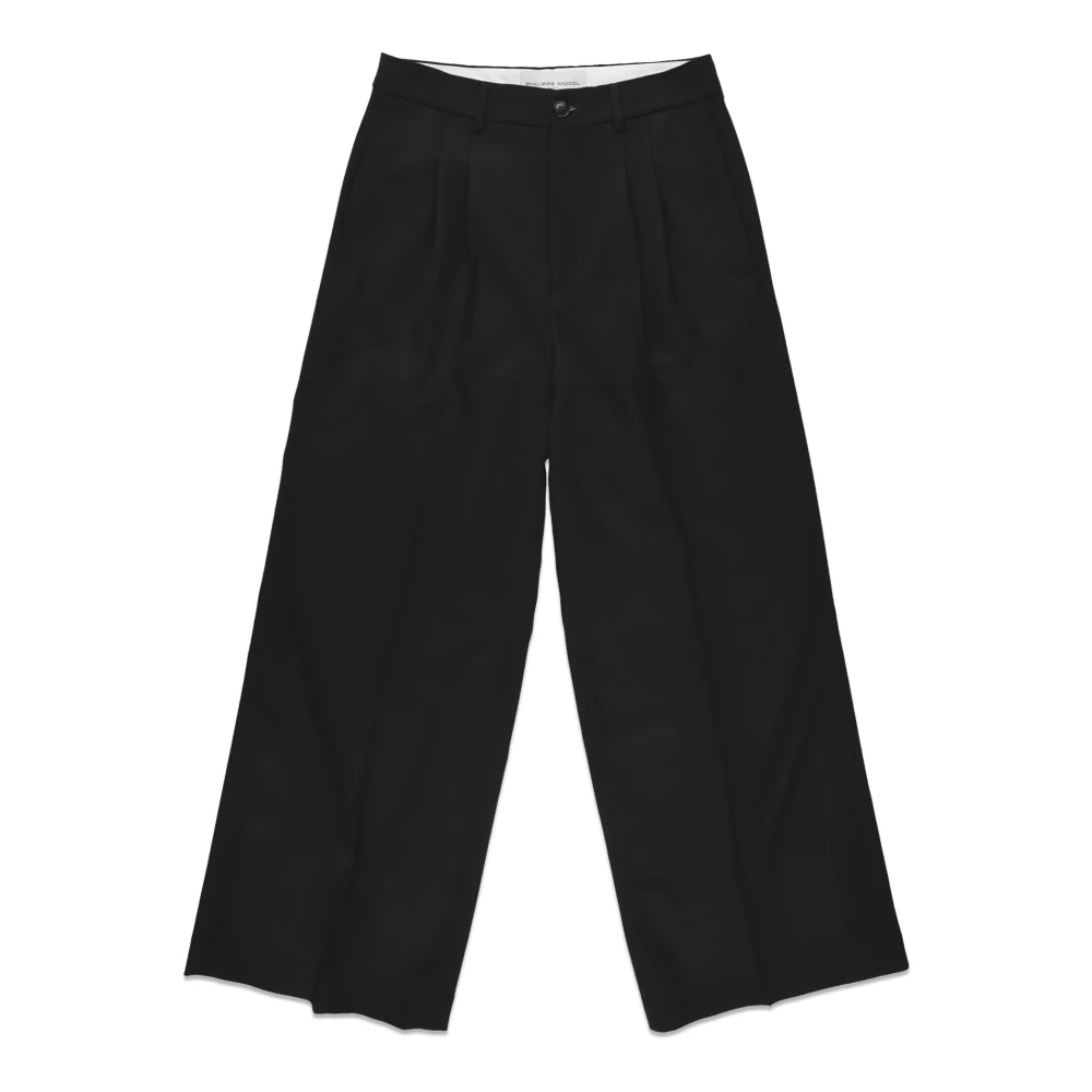 Philippe Model Women's Black Wide Trousers, L, Trousers