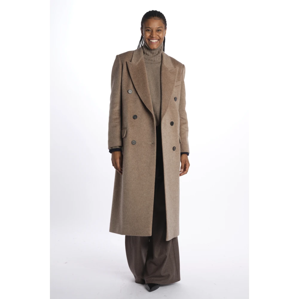 joseph Lilas Dubbel Breasted Yak Jas Brown Dames