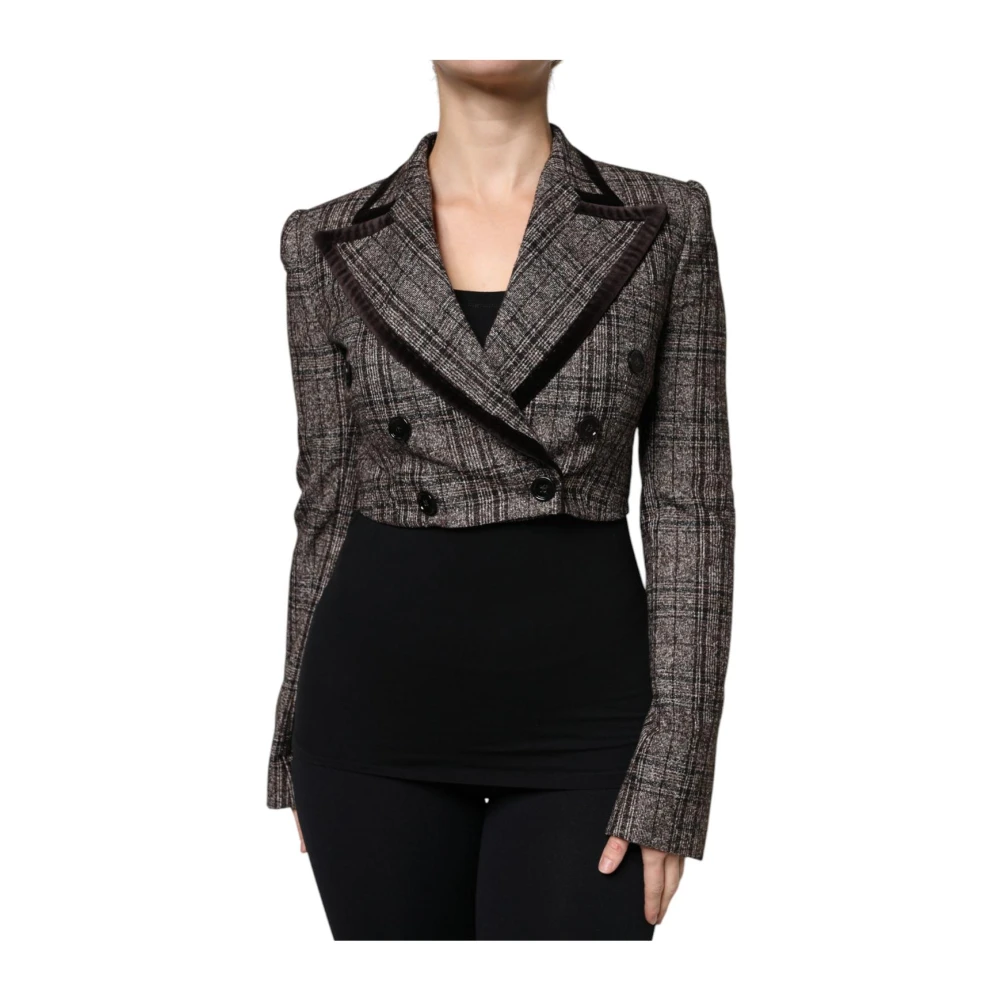 Dolce & Gabbana Brun Rutig Kort Blazer Modell Jkt3275