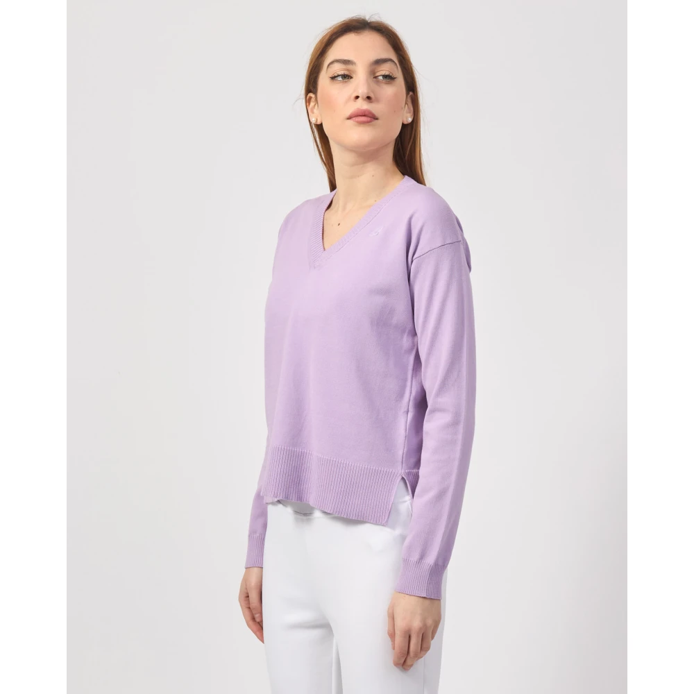 K-way Paarse Katoenen Sweater Crop Lijn Purple Dames